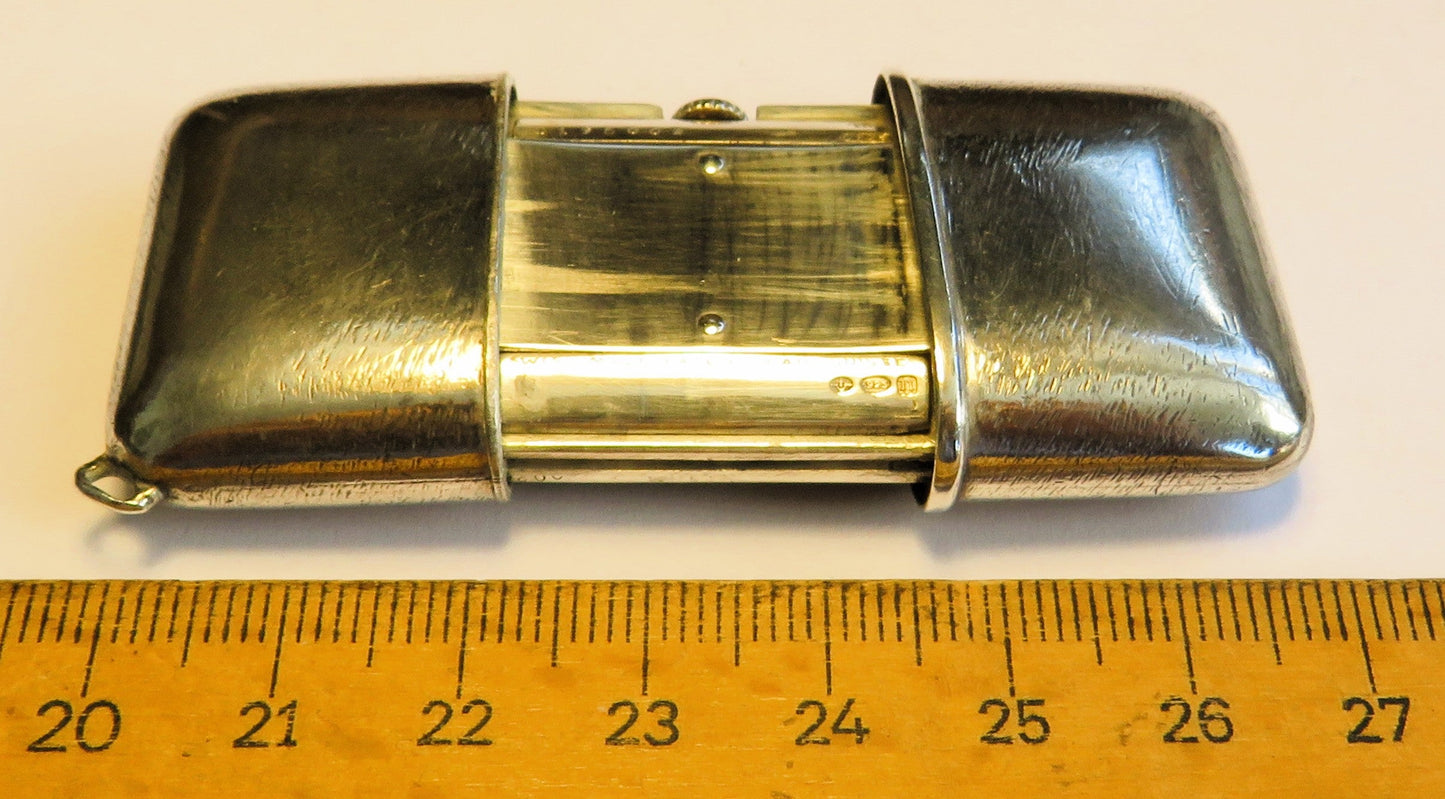 Movado Ermeto 925 Sterling Silber Luxus Schiebe Uhr Reiseuhr ca. 1930 - Sammler - Uhren