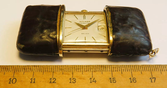 Movado Ermeto Ermetocsope Beyer Luxus Reisewecker Datum Geldbörsenuhr - Sammler - Uhren