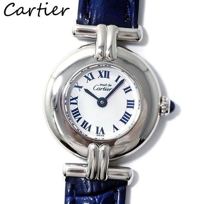 Must de Cartier Damen Luxus Armbanduhr Quarz 925 Sterling Silber Saphircarbochon - Sammler-Uhren