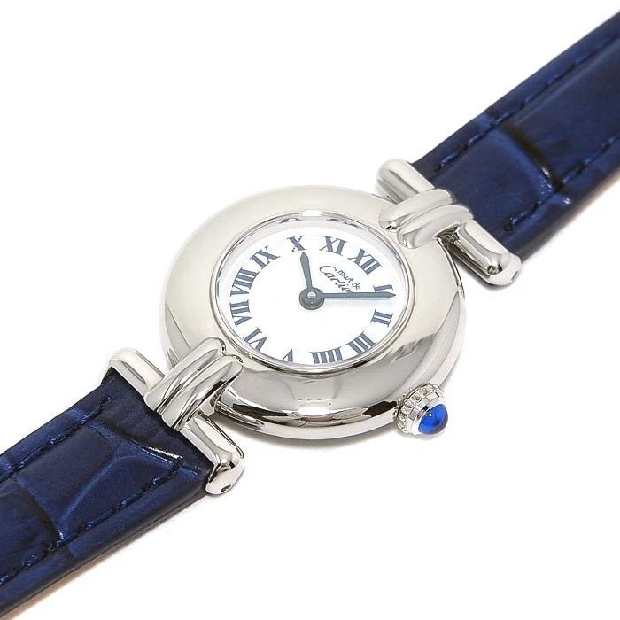 Must de Cartier Damen Luxus Armbanduhr Quarz 925 Sterling Silber Saphircarbochon - Sammler-Uhren