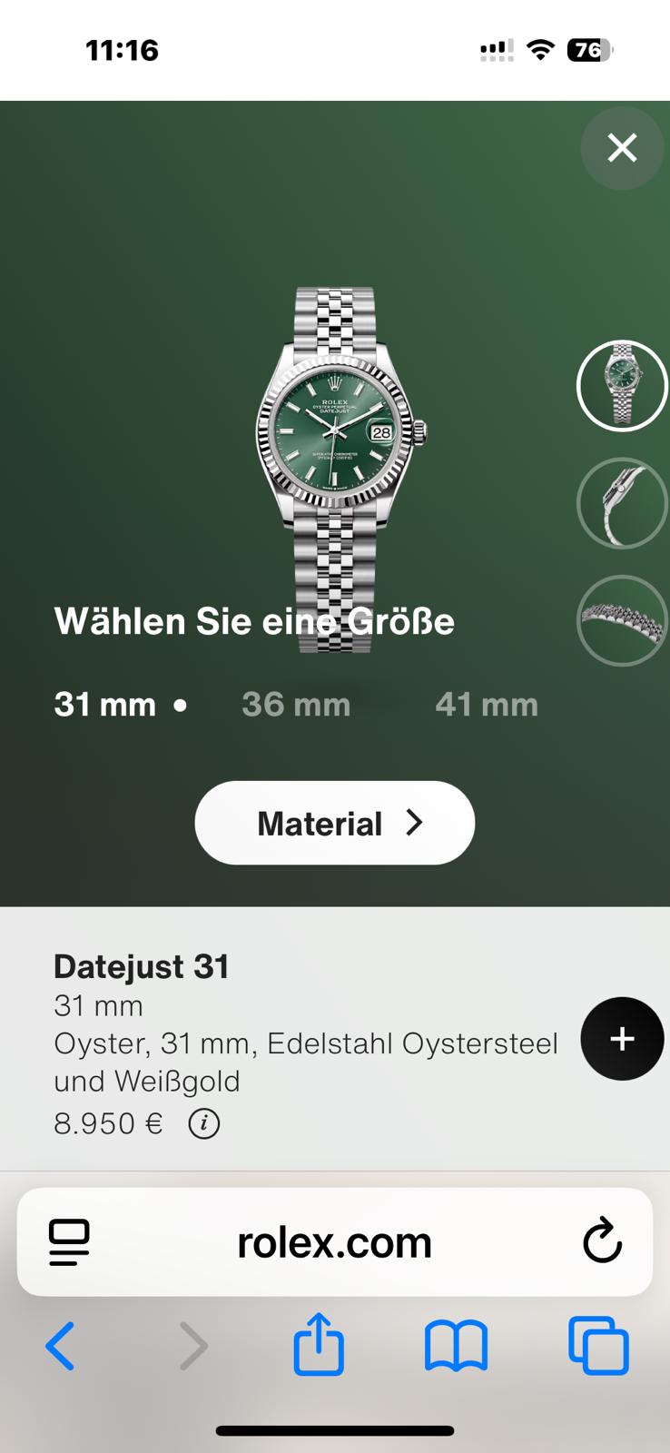 Neu! Rolex Lady Datejust 31mm Stahl/Weissgold Fullset OVP Papiere NP Euro 8950, - Sammler - Uhren