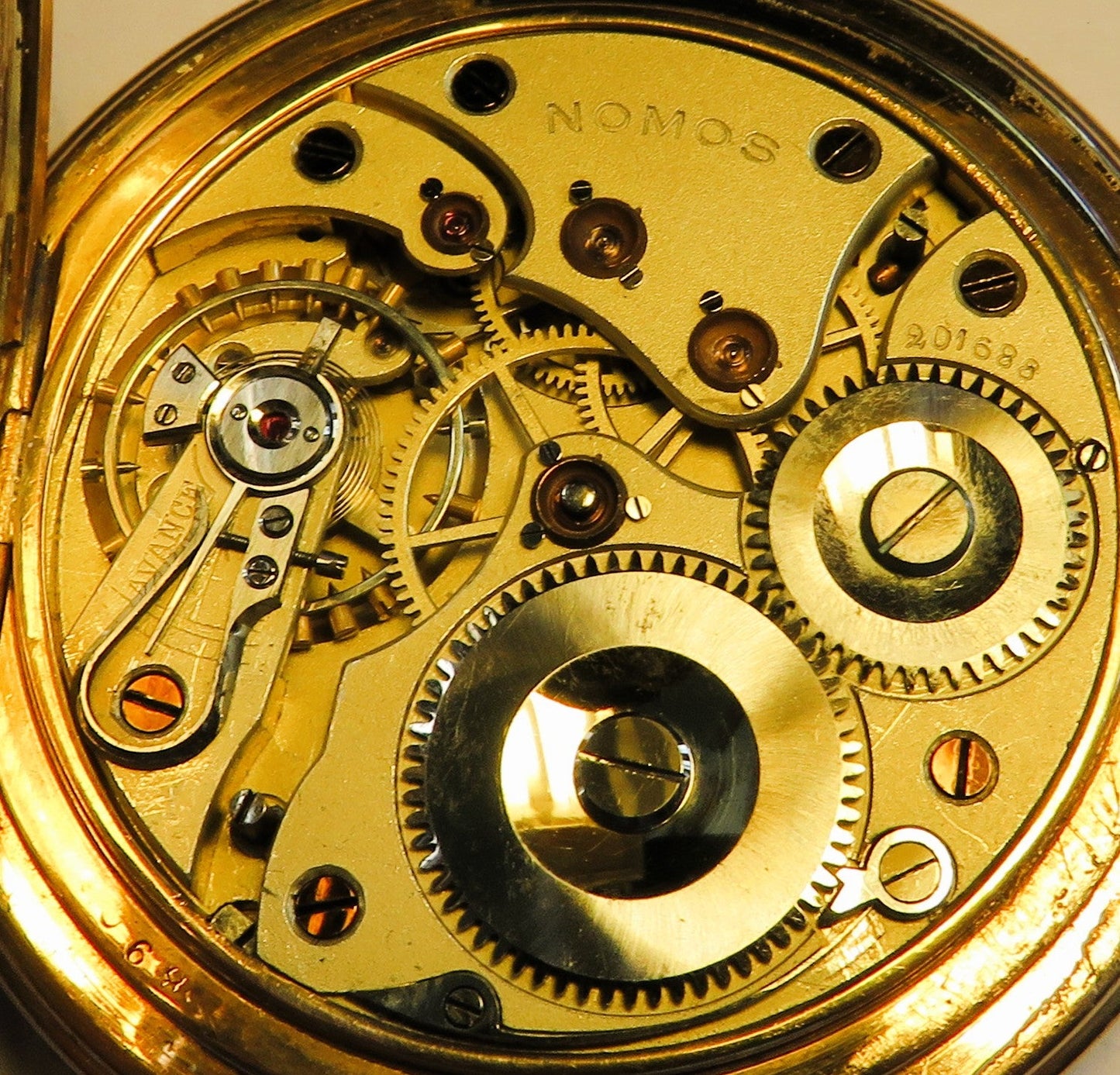 Nomos Guido Müller Glashütte edelste Herren Taschenuhr vergoldet ca. 1920 - Sammler - Uhren