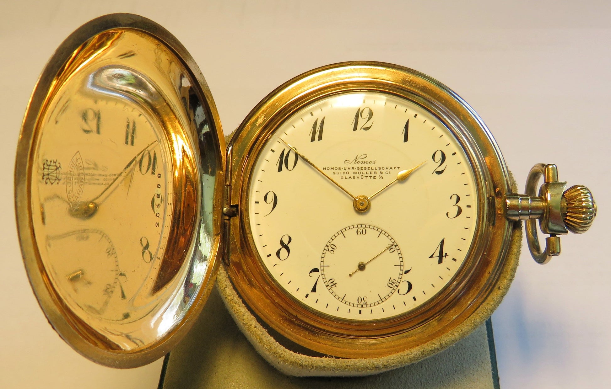 Nomos Guido Müller Glashütte edelste Herren Taschenuhr vergoldet ca. 1920 - Sammler - Uhren