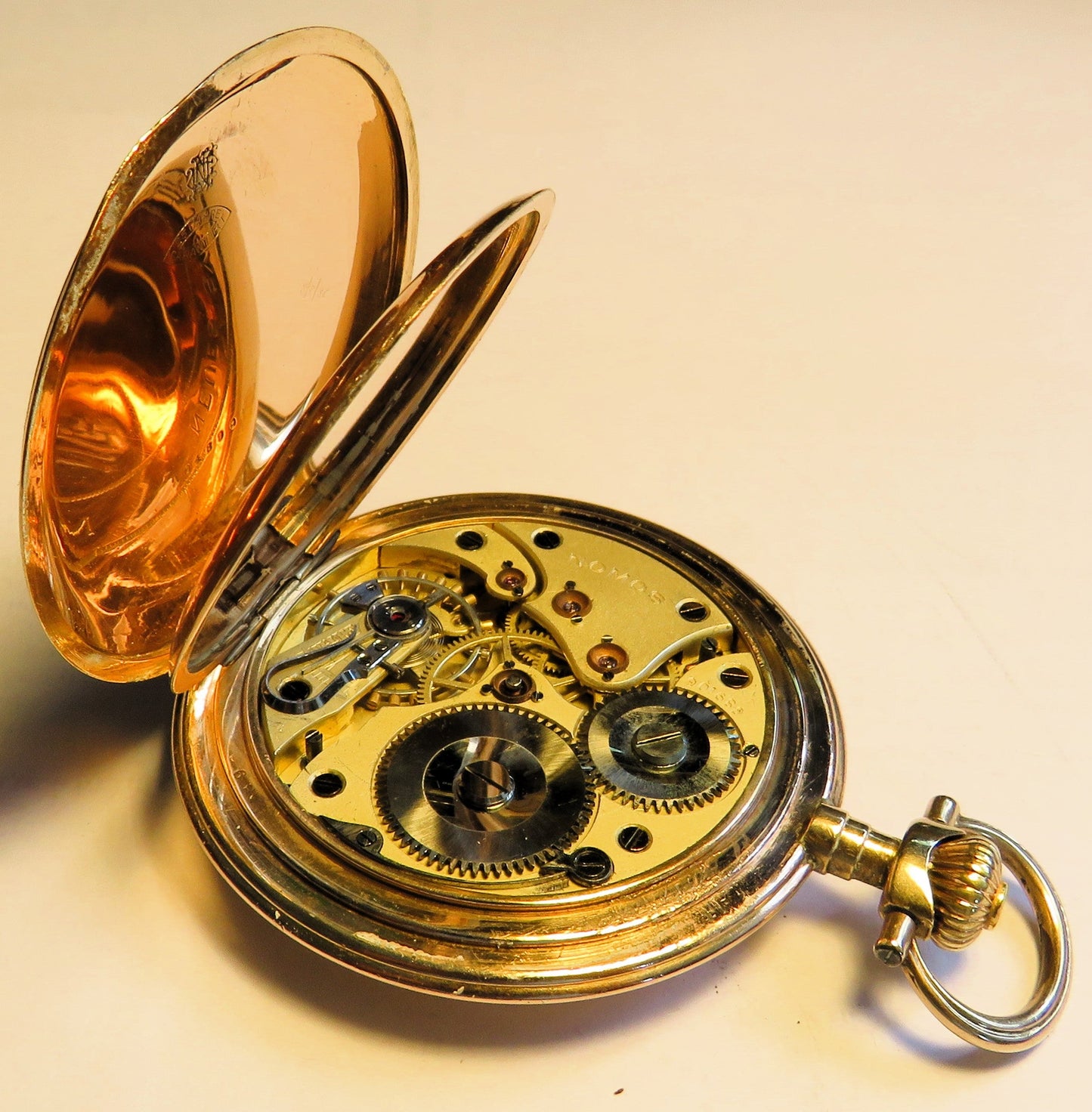 Nomos Guido Müller Glashütte edelste Herren Taschenuhr vergoldet ca. 1920 - Sammler - Uhren