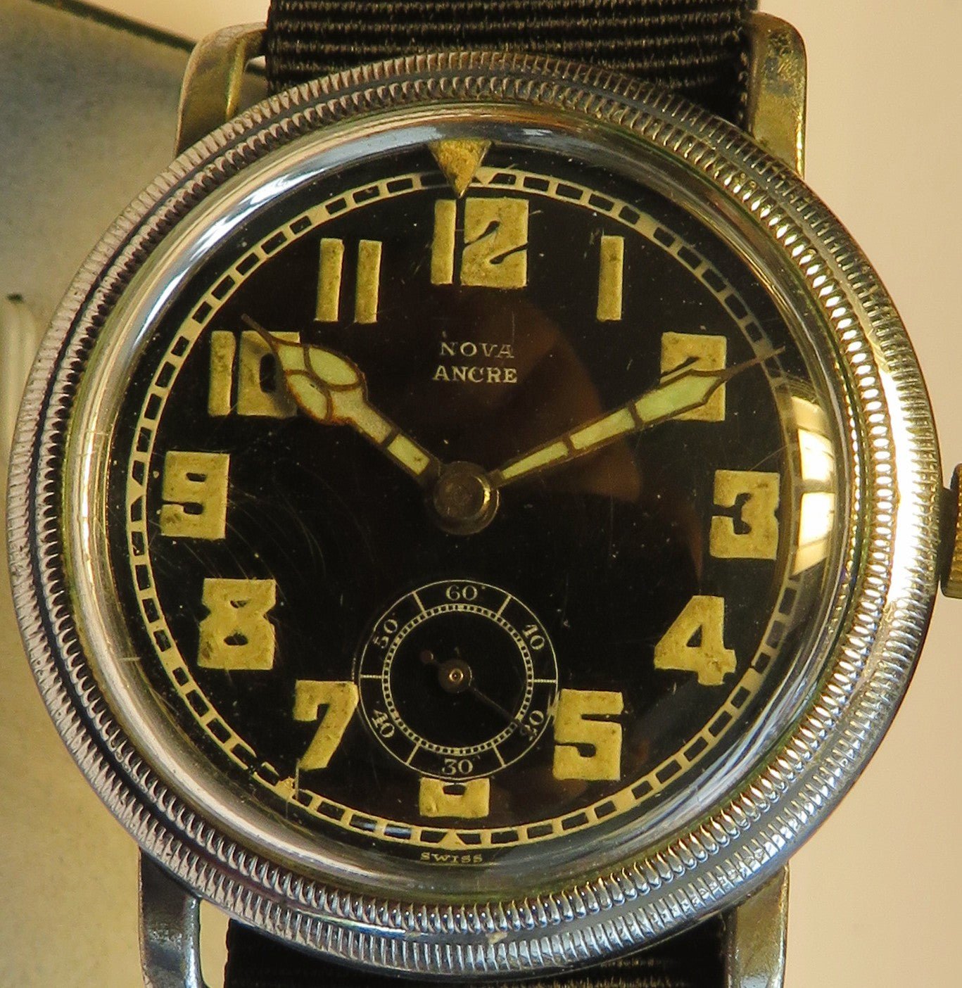 Nova Ancre Anton Schild 153 frühe Pfeilindex Fliegeruhr Reichsluftwaffe 1930 - Sammler - Uhren