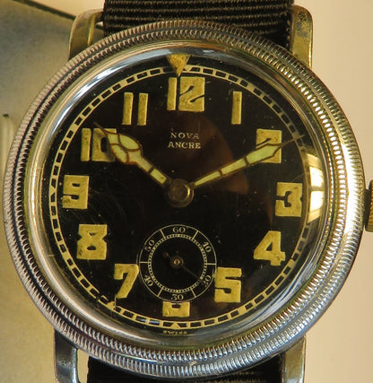 Nova Ancre Anton Schild 153 frühe Pfeilindex Fliegeruhr Reichsluftwaffe 1930 - Sammler - Uhren