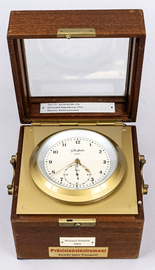 NVA Marine Chronometer Glashütte Quarz Typ DHI G8 1/74 Typ 1 - 71 ca. 1974 läuft - Sammler - Uhren