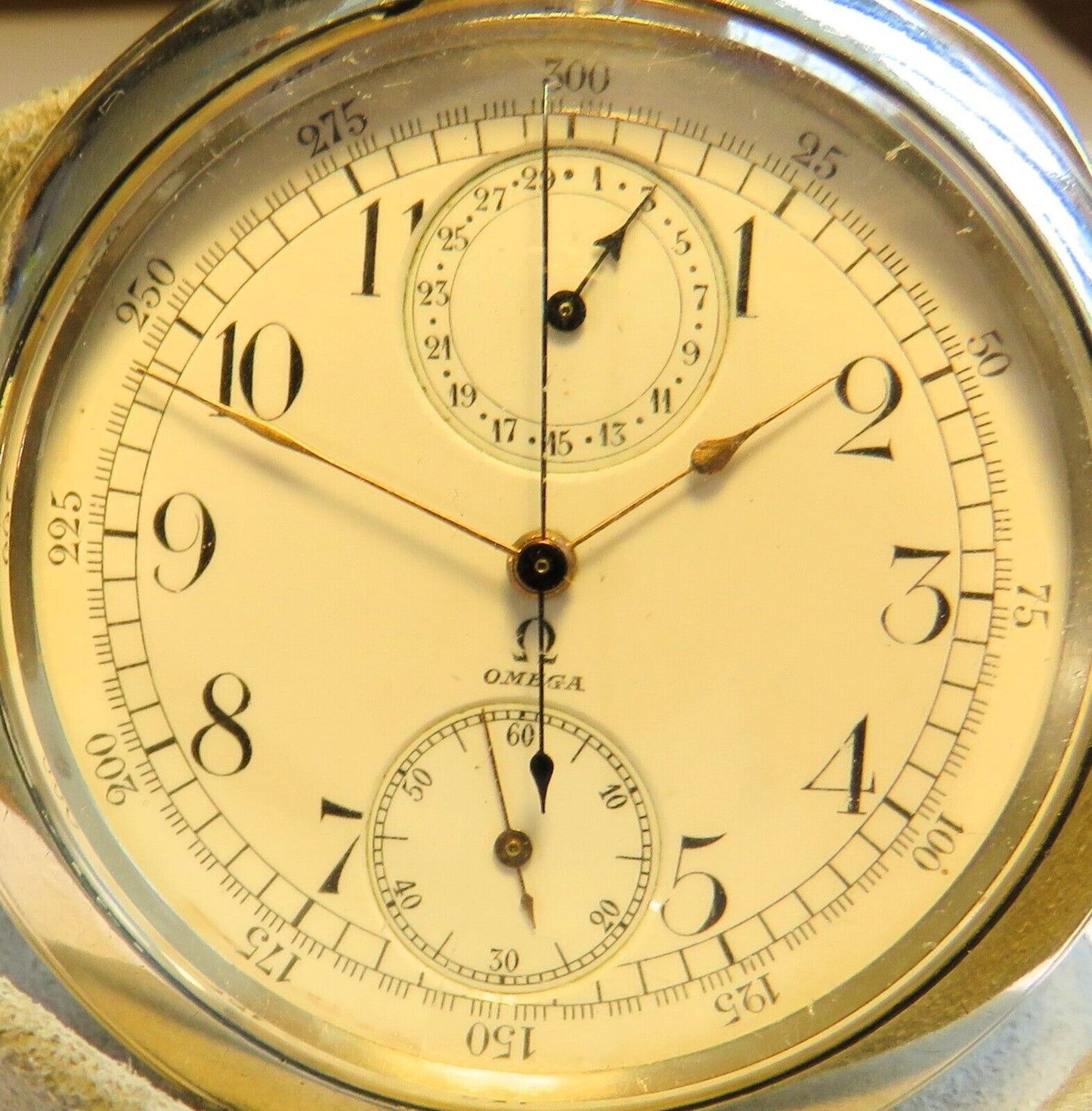 Omega massiv Silber Schaltrad Chronograph Fliegertruppe WK 1 Schwanenhals - Sammler - Uhren