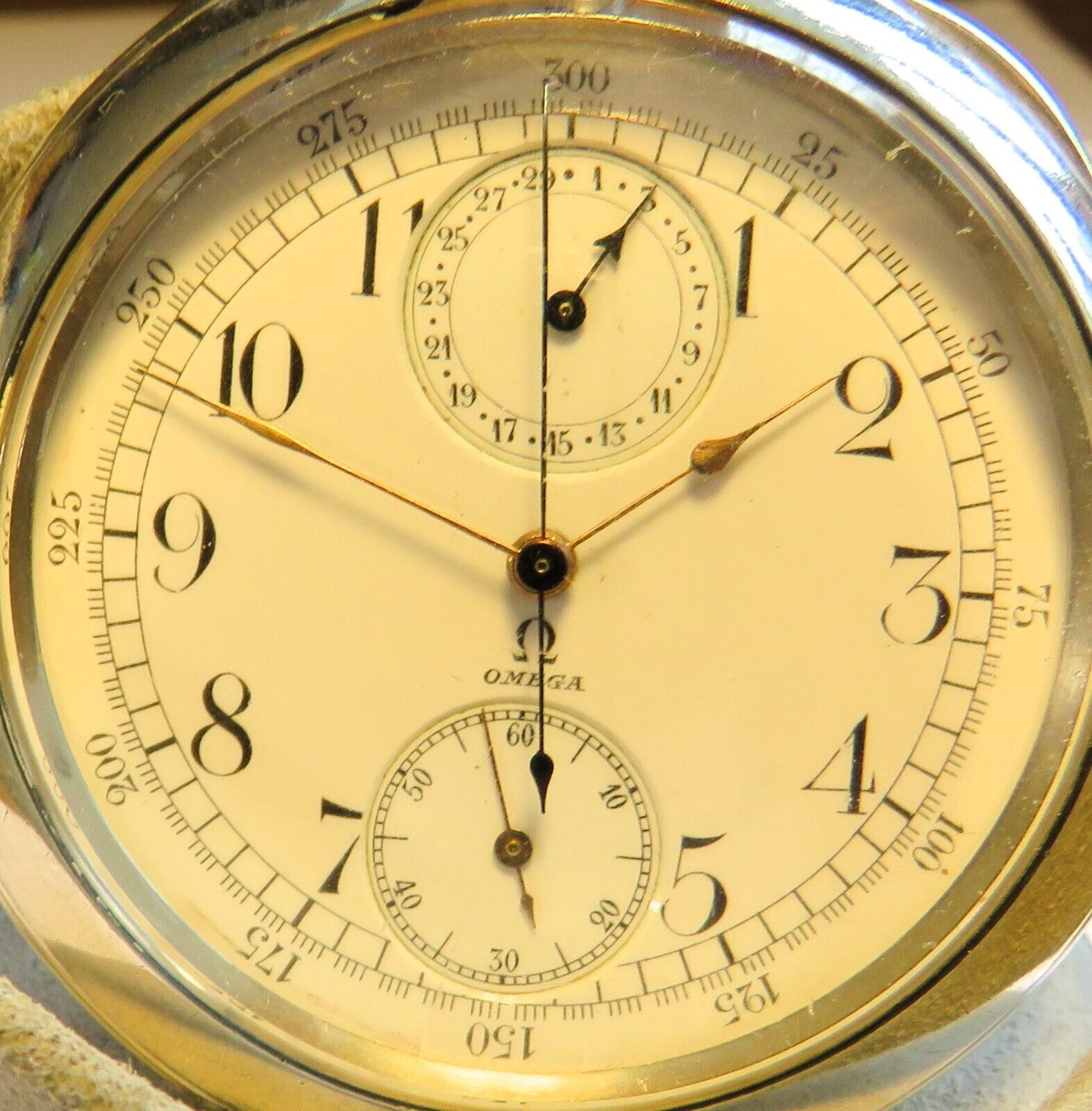 Omega massiv Silber Schaltrad Chronograph Fliegertruppe WK 1 Schwanenhals - Sammler - Uhren