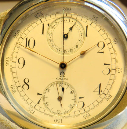 Omega massiv Silber Schaltrad Chronograph Fliegertruppe WK 1 Schwanenhals - Sammler - Uhren