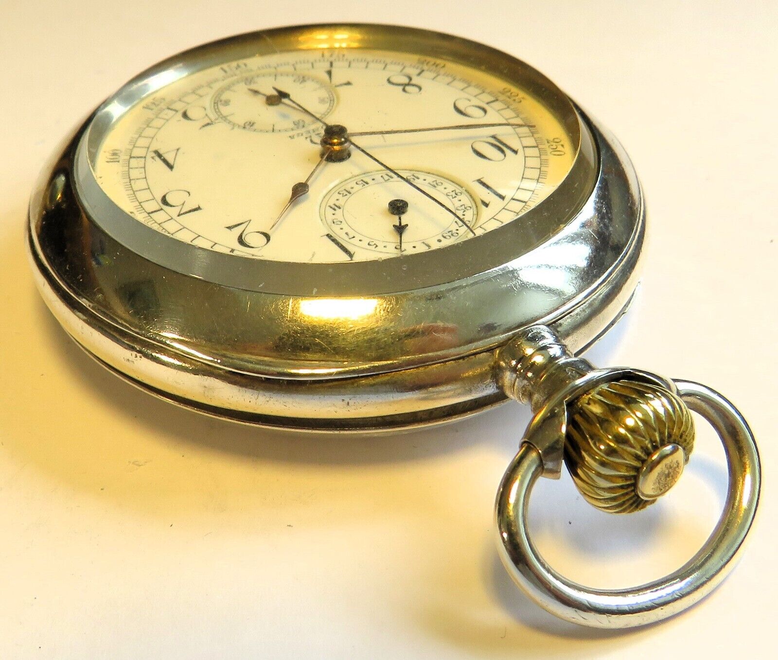Omega massiv Silber Schaltrad Chronograph Fliegertruppe WK 1 Schwanenhals - Sammler - Uhren