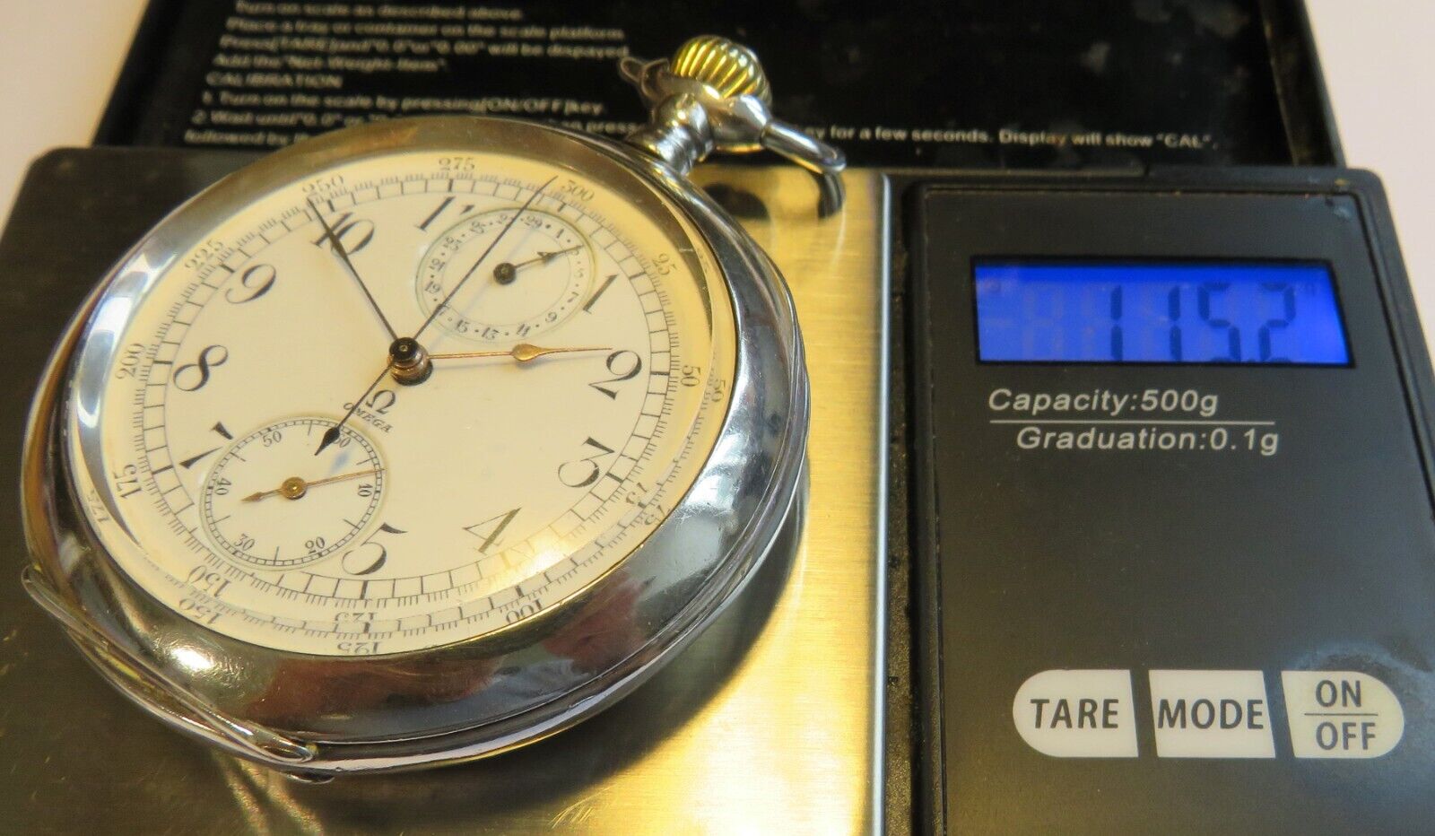 Omega massiv Silber Schaltrad Chronograph Fliegertruppe WK 1 Schwanenhals - Sammler - Uhren