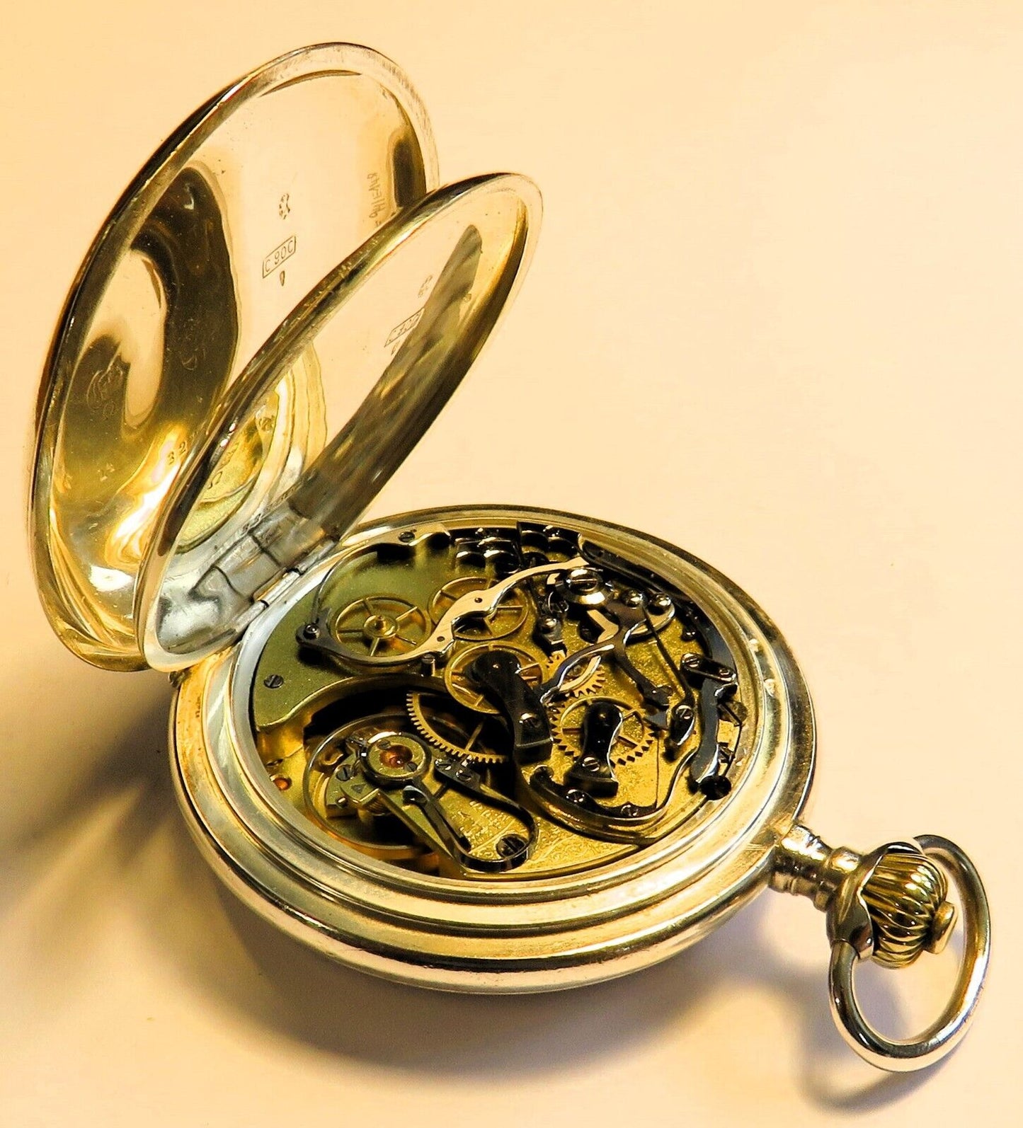 Omega massiv Silber Schaltrad Chronograph Fliegertruppe WK 1 Schwanenhals - Sammler - Uhren