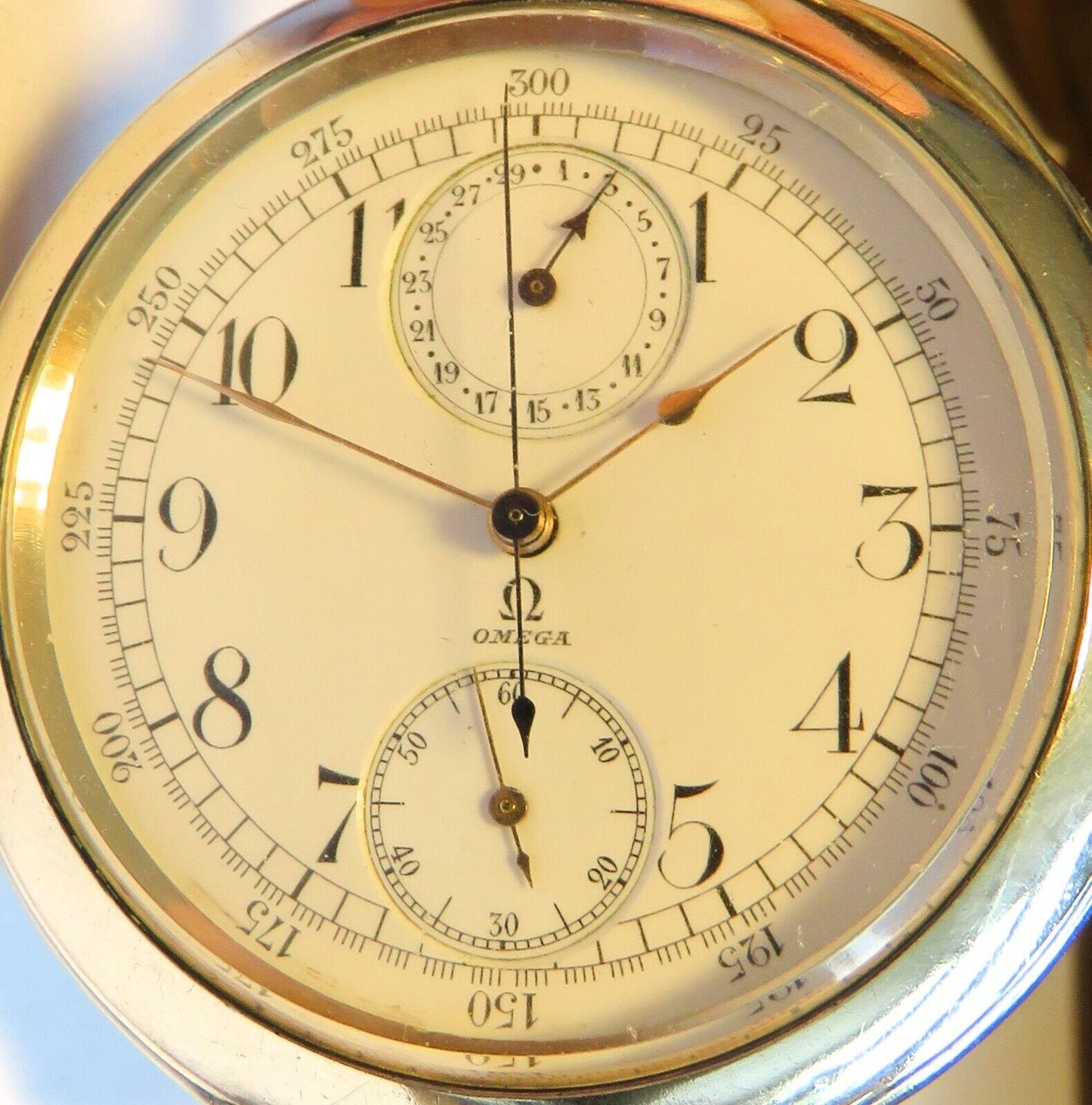 Omega massiv Silber Schaltrad Chronograph Fliegertruppe WK 1 Schwanenhals - Sammler - Uhren