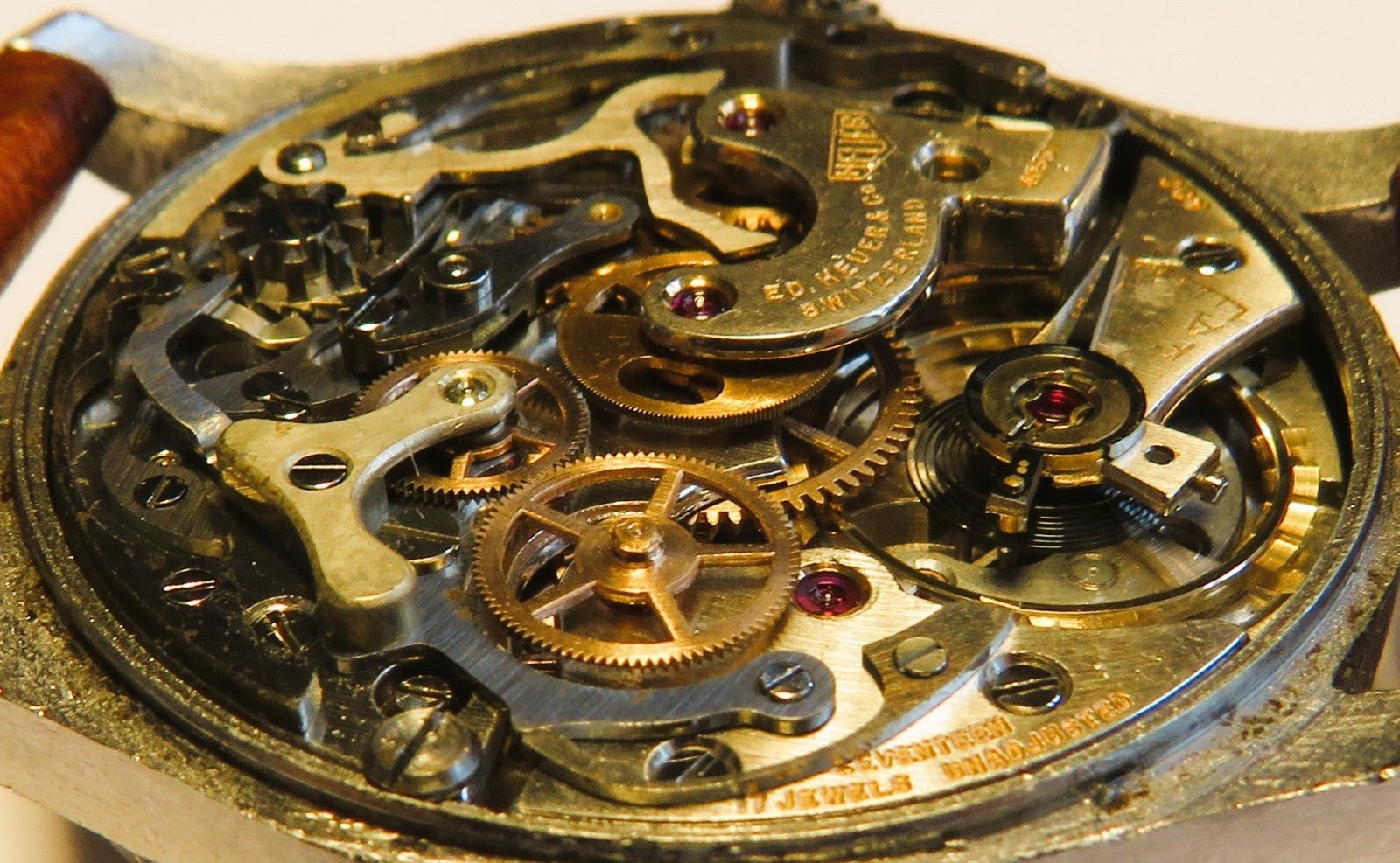 Orig. Ed Heuer Saint Imier Vintage Flyback Schaltrad Chronograph ca. 1950 AOC - Sammler - Uhren