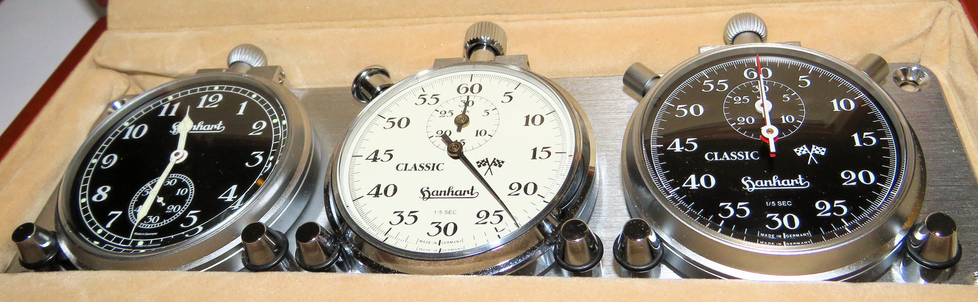 Orig. Hanhart seltenes Classic Rallye Stoppuhr Timer Dashboard Set im Fullset - Sammler - Uhren
