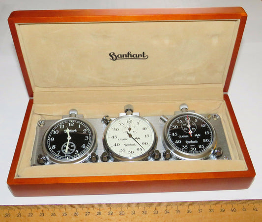 Orig. Hanhart seltenes Classic Rallye Stoppuhr Timer Dashboard Set im Fullset - Sammler - Uhren