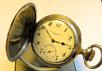 Patek Philippe & Co Geneve massiv Silber Taschenuhr ca. 1908 früher Kronenaufzug - Sammler - Uhren
