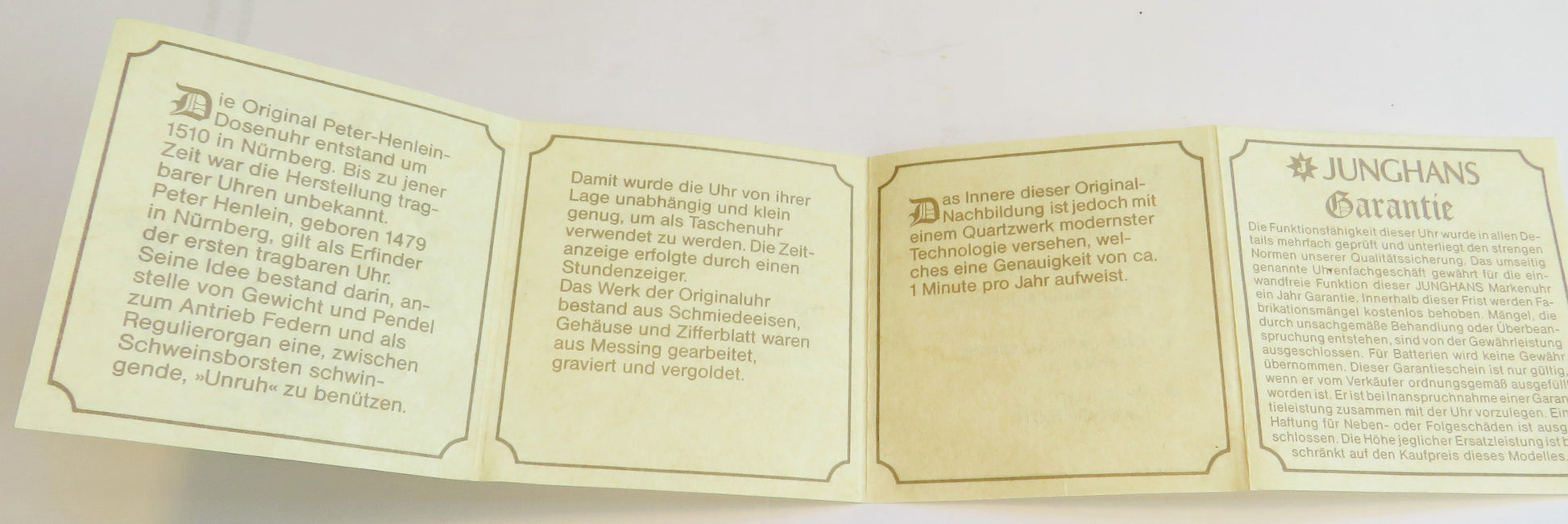 Peter Henlein Nürnberger Ei Junghans 1. Taschenuhr der Welt Quarz Fullset - Sammler - Uhren