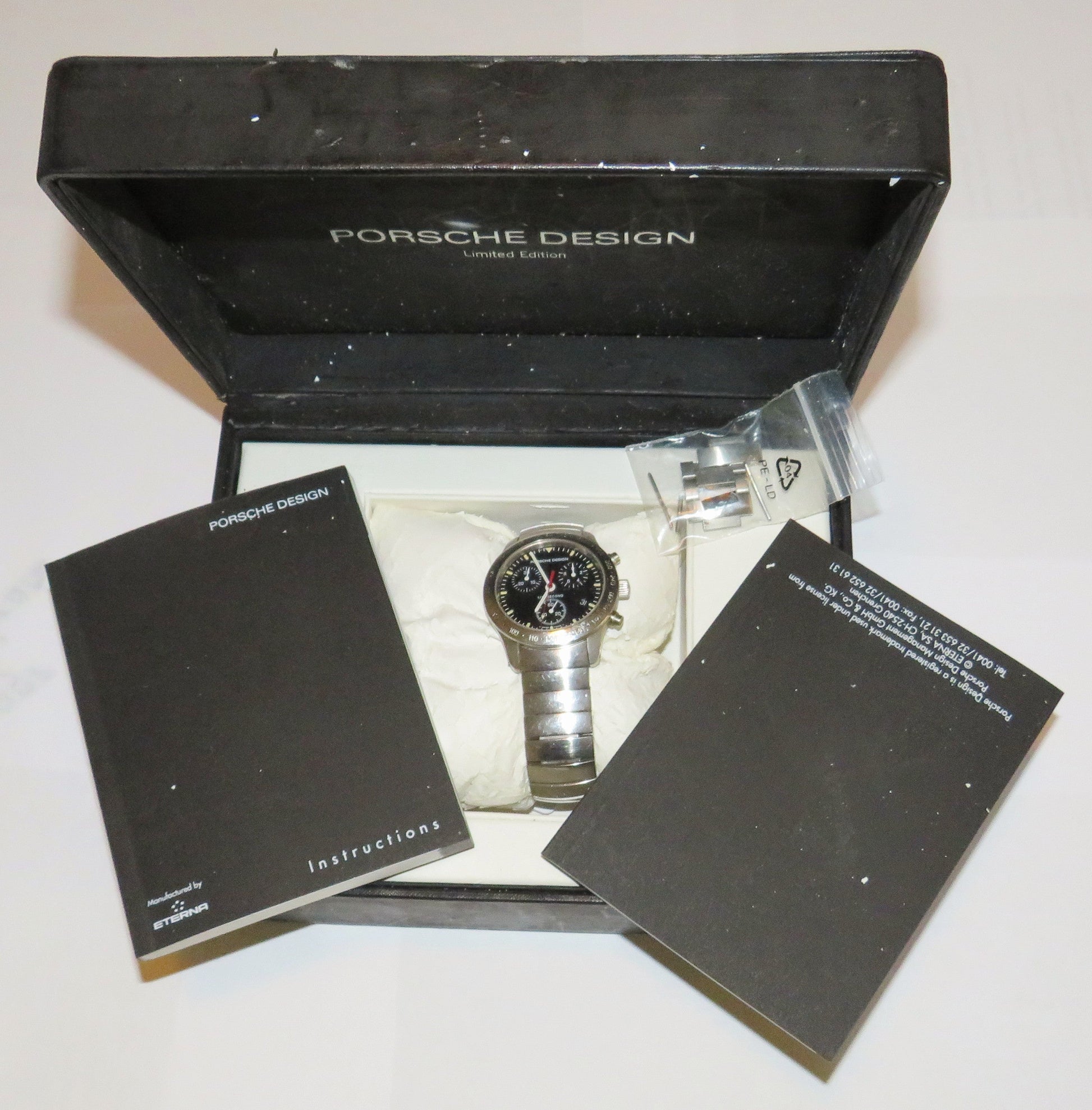 Porsche Design Eterna Chronograph Quarz Ref 6600.41 im Fullset OVP Papiere - Sammler - Uhren