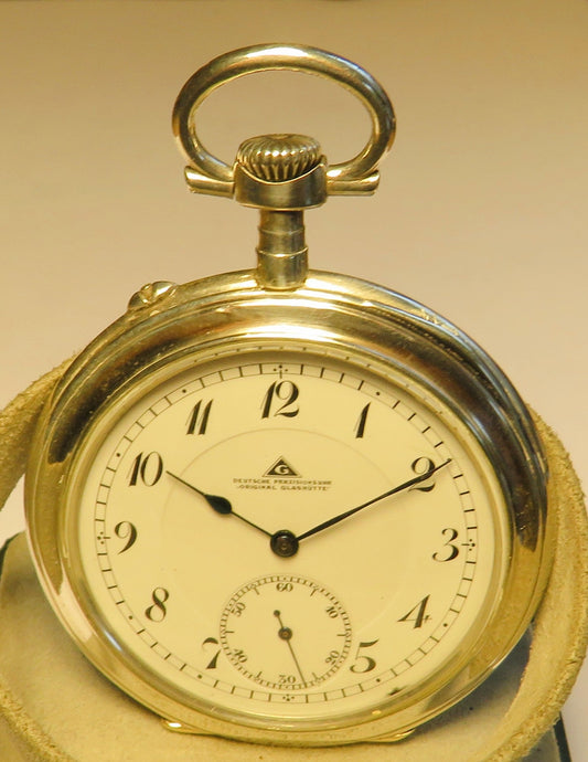 Präzisions Uhrenfabrik Glashütte Ernst Kasiske Herren Taschenuhr 900 Silber - Sammler - Uhren