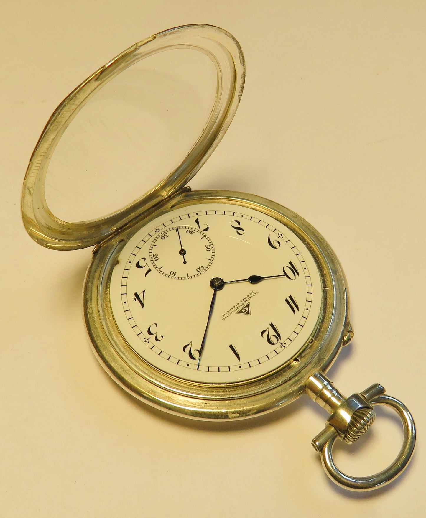 Präzisions Uhrenfabrik Glashütte Ernst Kasiske Herren Taschenuhr 900 Silber - Sammler - Uhren