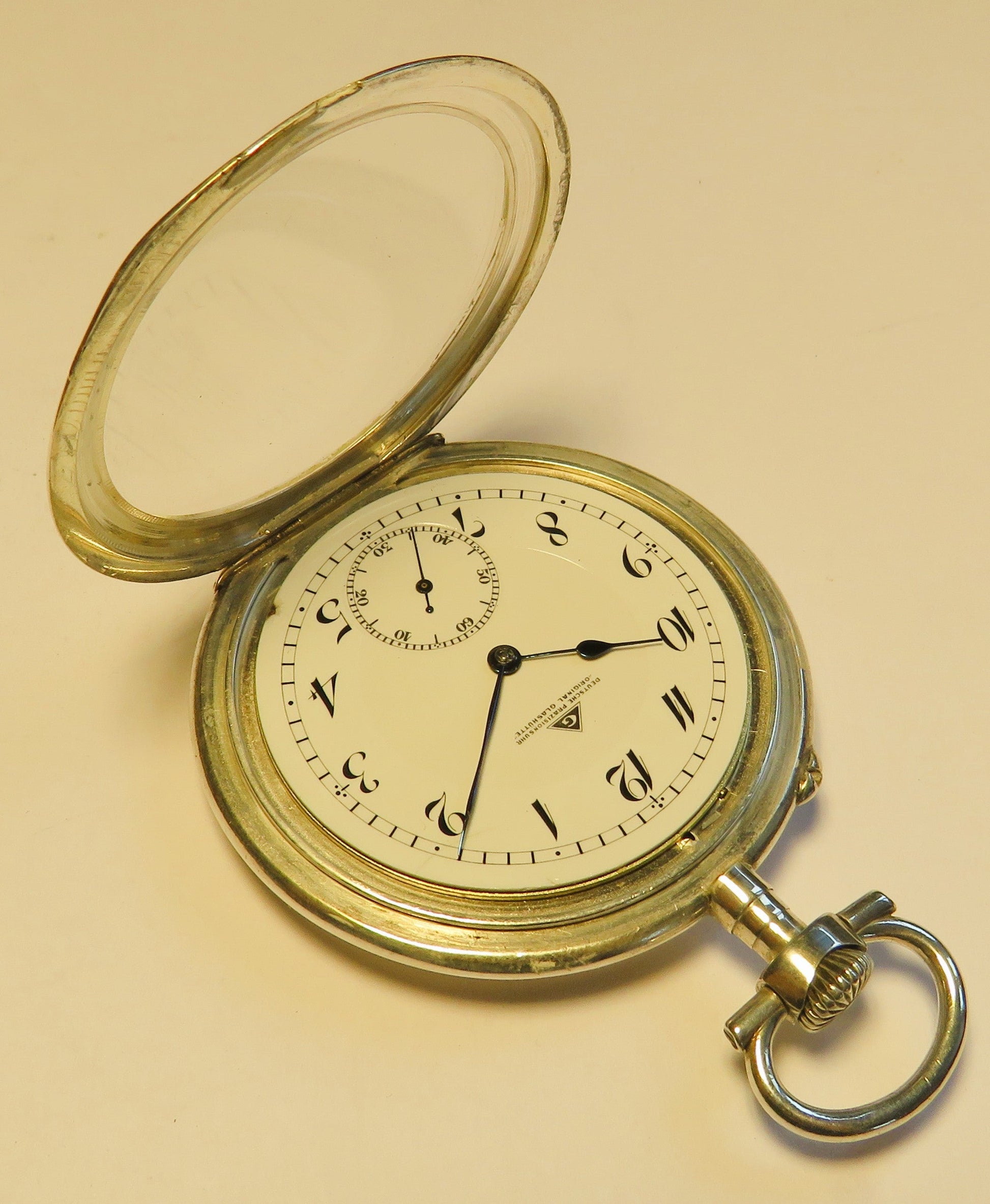 Präzisions Uhrenfabrik Glashütte Ernst Kasiske Herren Taschenuhr 900 Silber - Sammler - Uhren