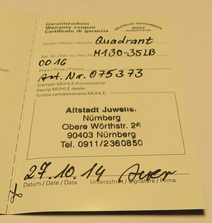 Quadrant Mühle Glashütte Nautische Instrumente Automatik HAU Fullset Papiere - Sammler - Uhren