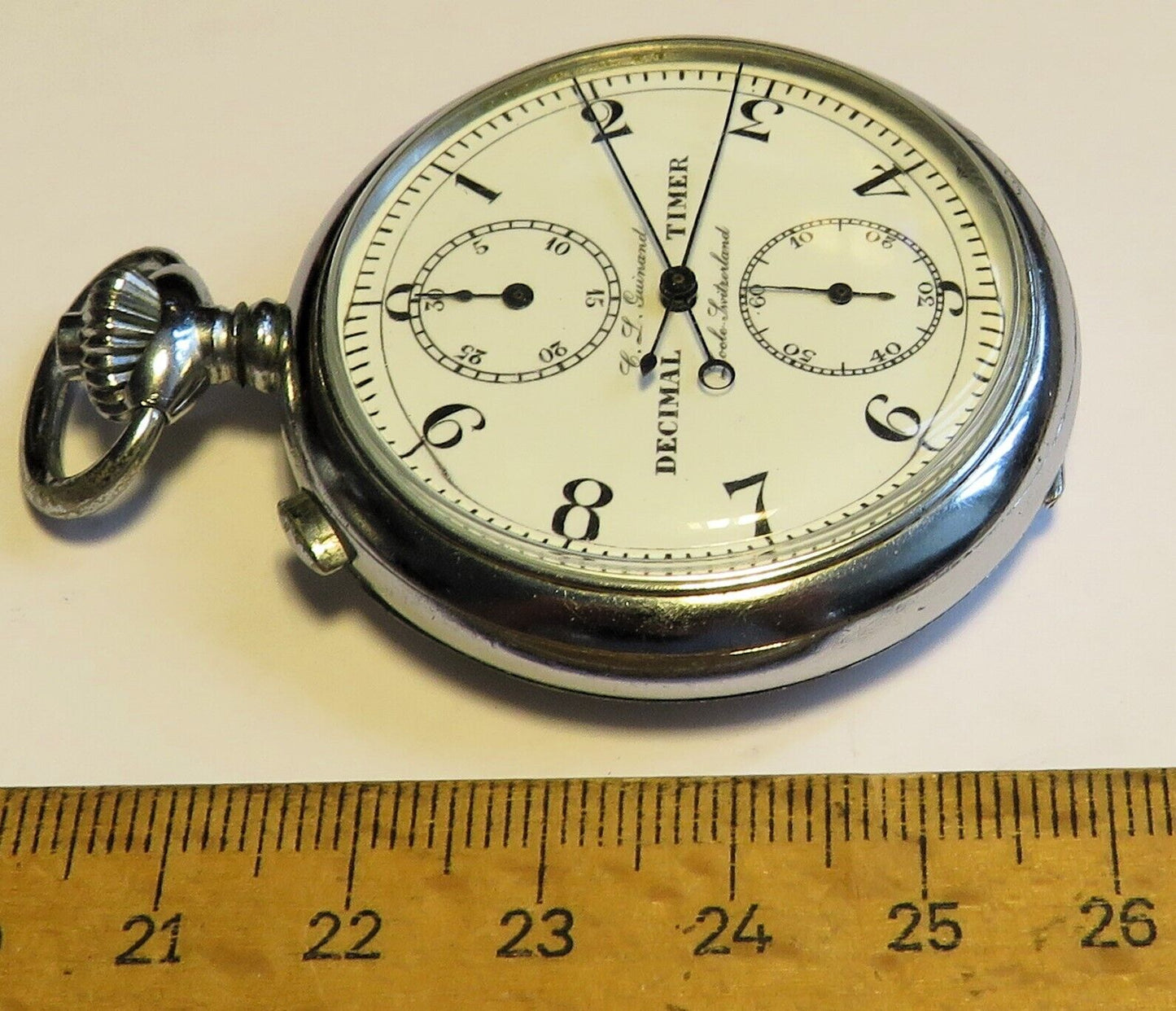 Racine Guinand Decimal Timer Rattrapante Split Seconds Schaltrad Chronograph - Sammler - Uhren