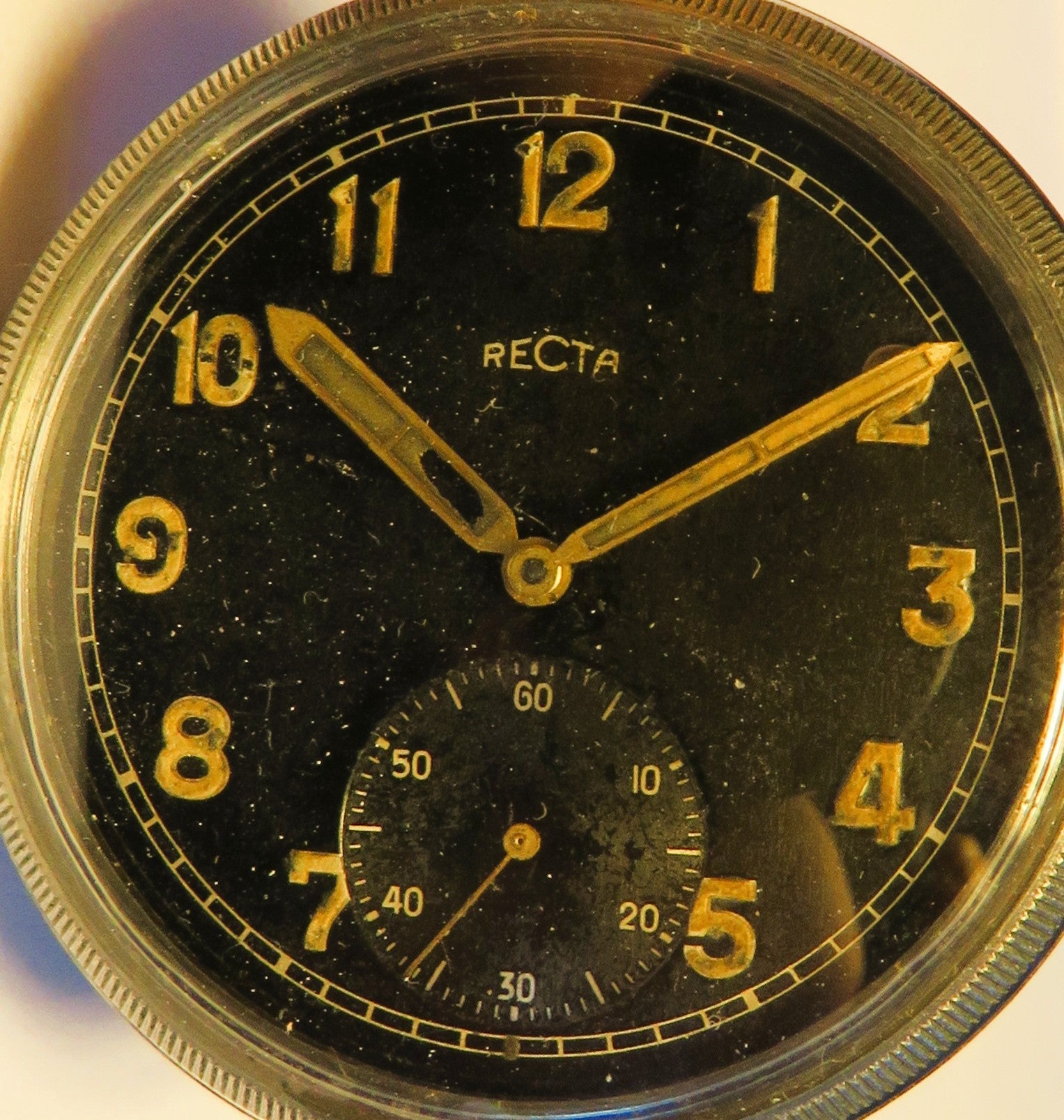 Recta D. H. DH Dienst Taschenuhr Wehrmacht Schwanenhals Feinregulage - Sammler - Uhren