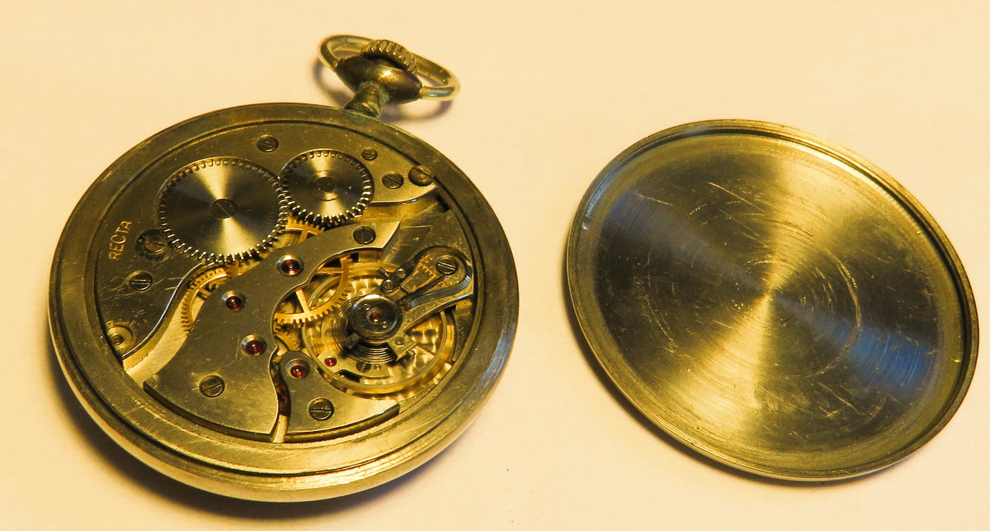 Recta D. H. DH Dienst Taschenuhr Wehrmacht Schwanenhals Feinregulage - Sammler - Uhren