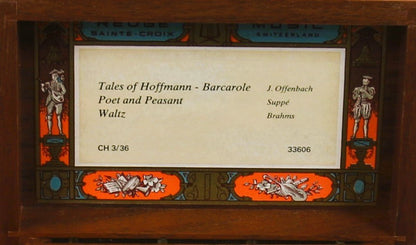 Reuge Sainte Croix Walzenspieluhr handbemalt 3 Melodien Offenbach Suppé Brahms - Sammler-Uhren
