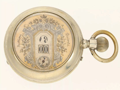 Revue Thommen Pallweber seltenste digitale Taschenuhr Scheibenuhr ca. 1880 - Sammler - Uhren