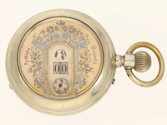 Revue Thommen Pallweber seltenste digitale Taschenuhr Scheibenuhr ca. 1880 - Sammler - Uhren