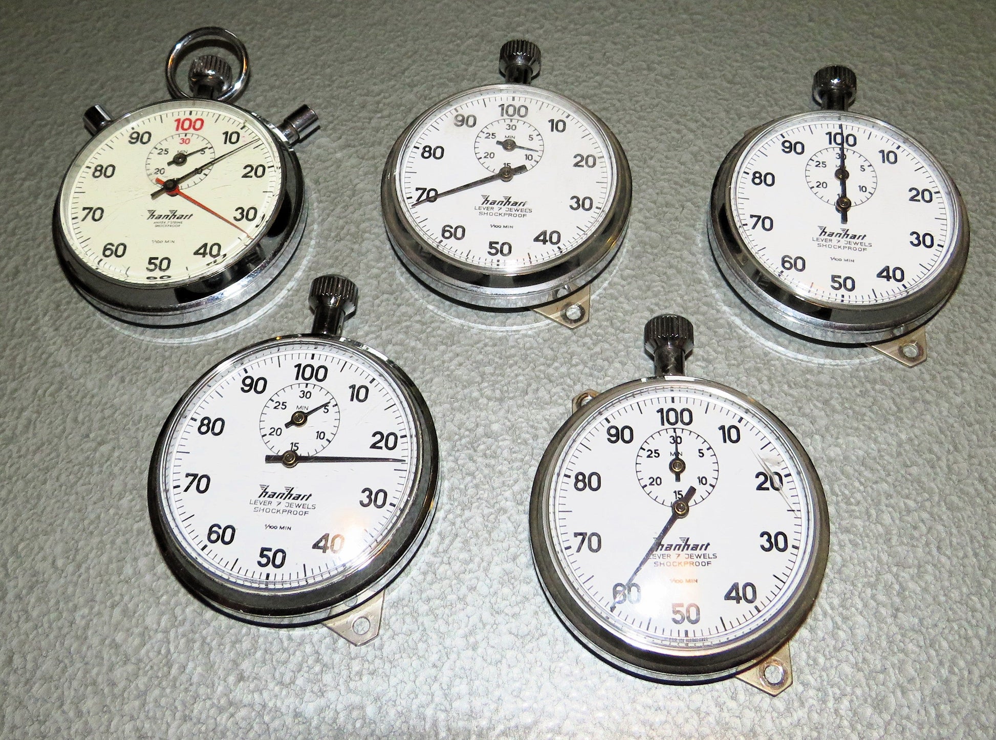 Robotimer Rallye orig. Hanhart Additionsstopper mit 5 Ersatzteilspendern und orig. Gurt - Sammler-Uhren