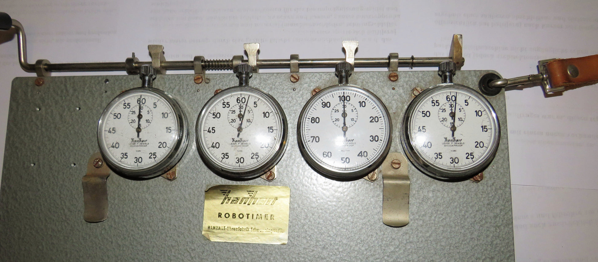 Robotimer Rallye orig. Hanhart Additionsstopper mit 5 Ersatzteilspendern und orig. Gurt - Sammler-Uhren