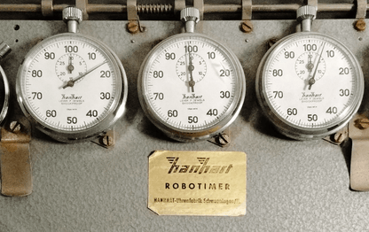 Robotimer Rallye orig. Hanhart Additionsstopper seltene 5 Stoppuhren orig. Gurt - Sammler - Uhren