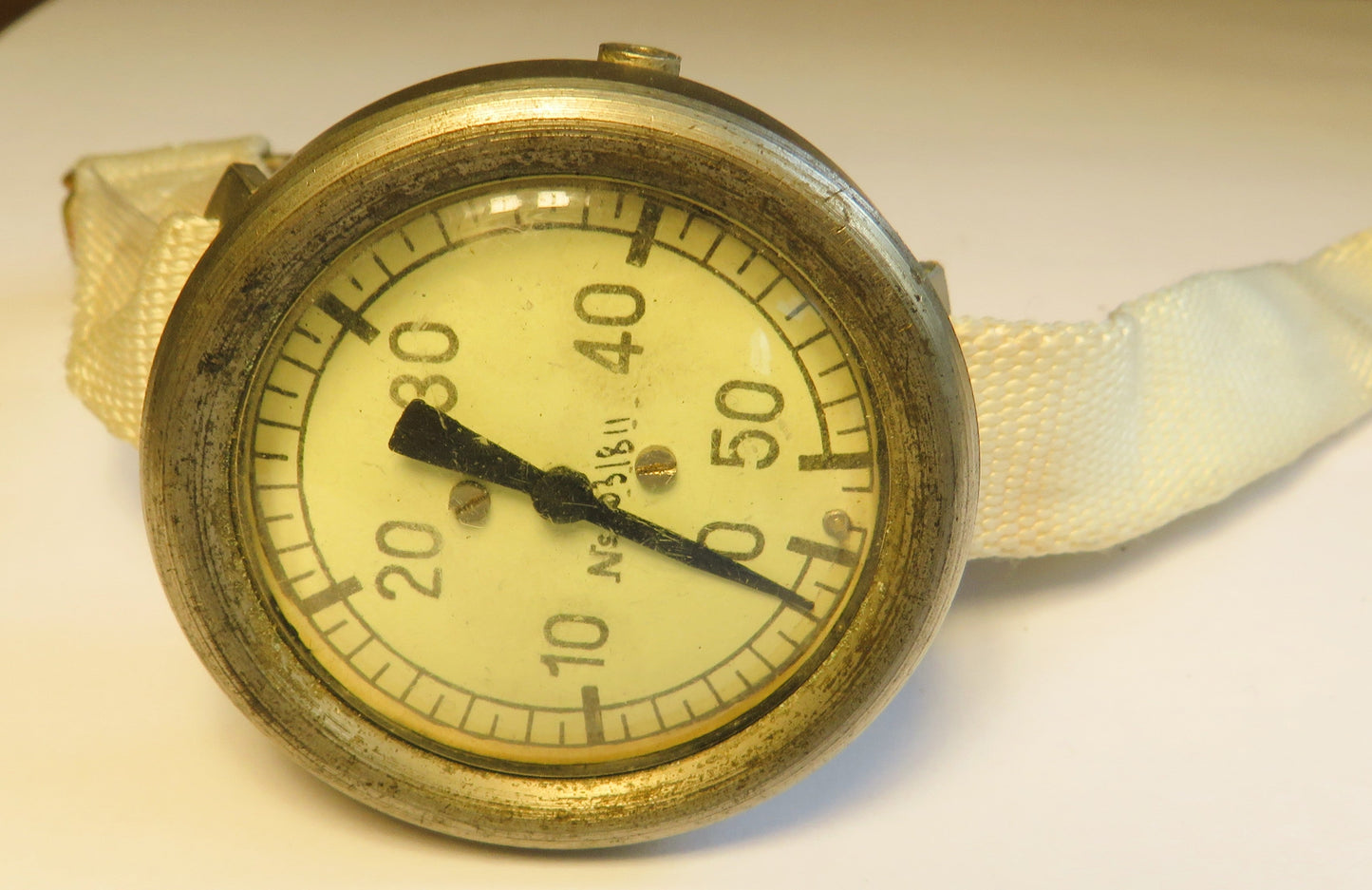 Russischer CCCP Kampftaucher Tiefenmesser 2. Weltkrieg an Originalband verm. 50m - Sammler - Uhren