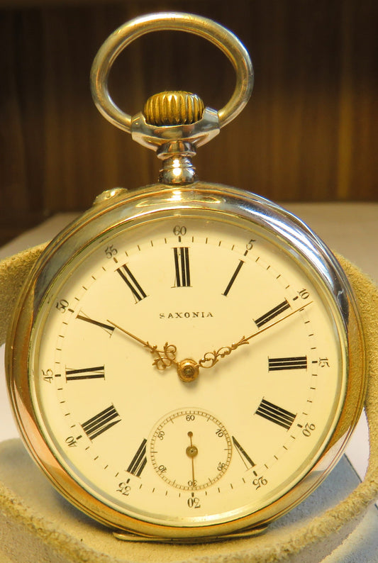 Saxonia Dresden Gruna Költzsch große 800 Silber Herren Taschenuhr ca. 1920 - Sammler - Uhren