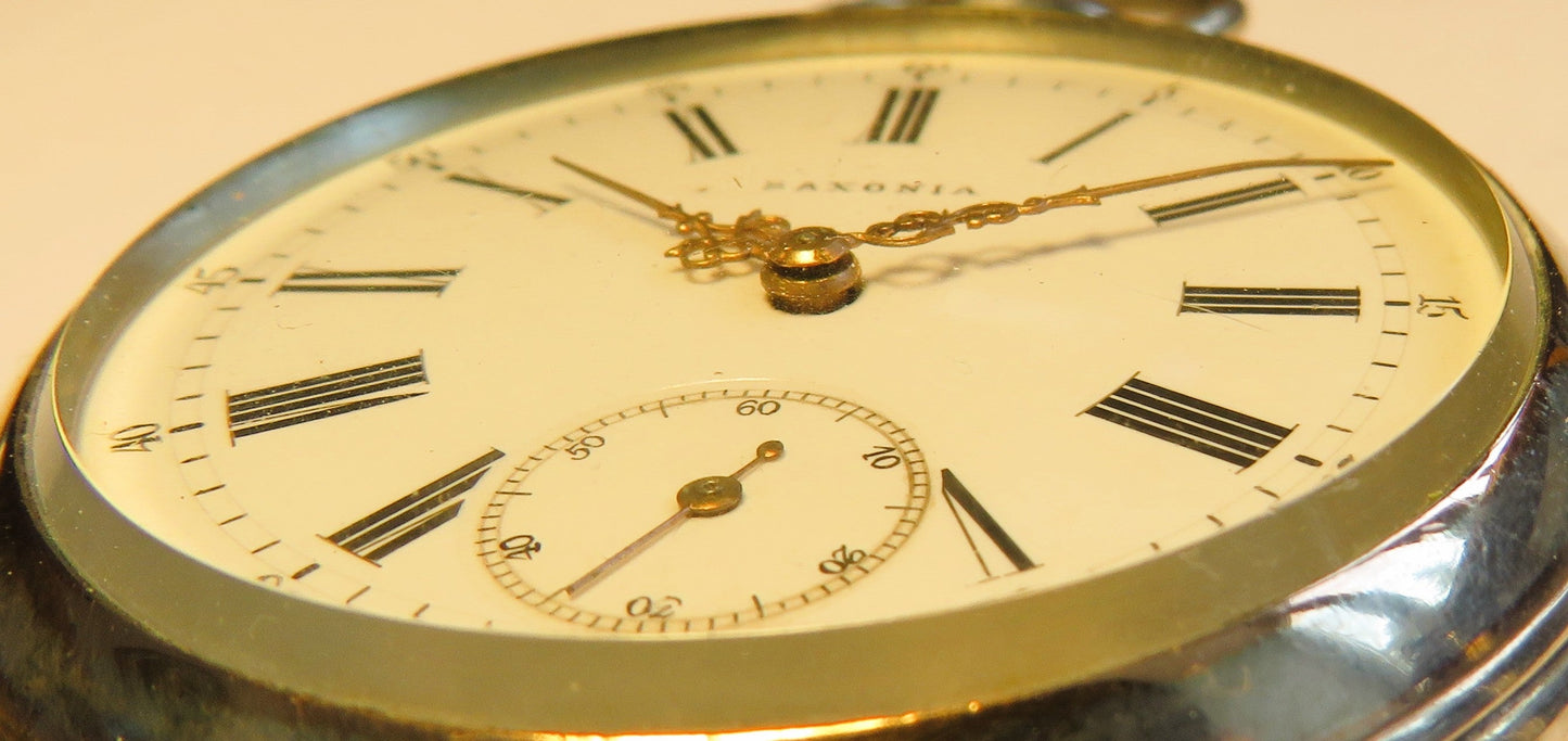 Saxonia Dresden Gruna Költzsch große 800 Silber Herren Taschenuhr ca. 1920 - Sammler - Uhren