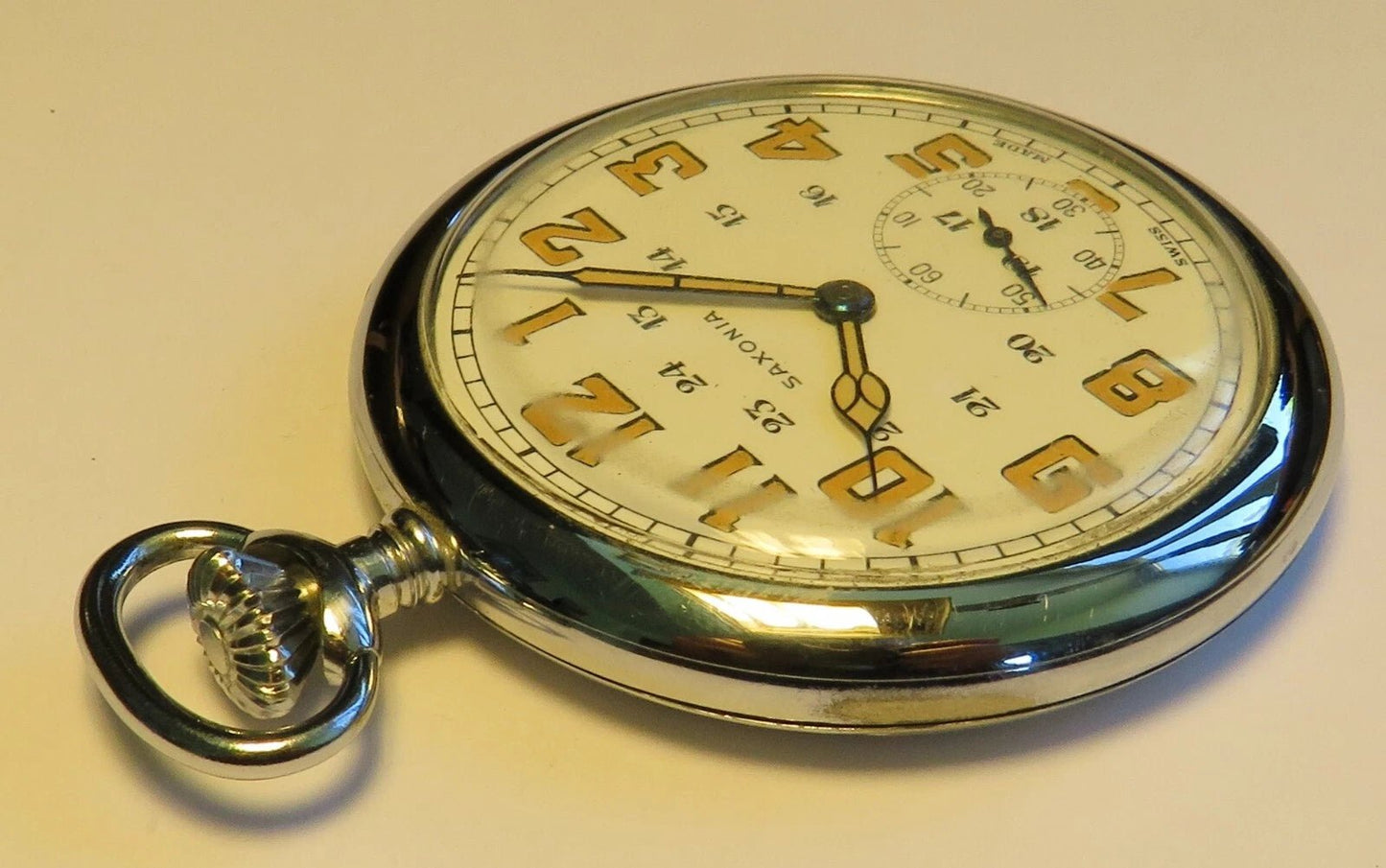 Saxonia Dresden Gruna Költzsch große Eisenbahneruhr ca. 1920 - Sammler - Uhren