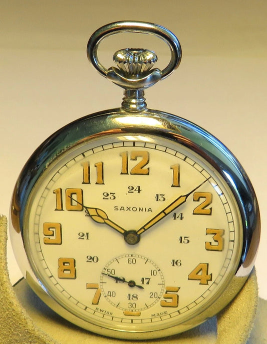 Saxonia Dresden Gruna Költzsch große Eisenbahneruhr ca. 1920 - Sammler - Uhren