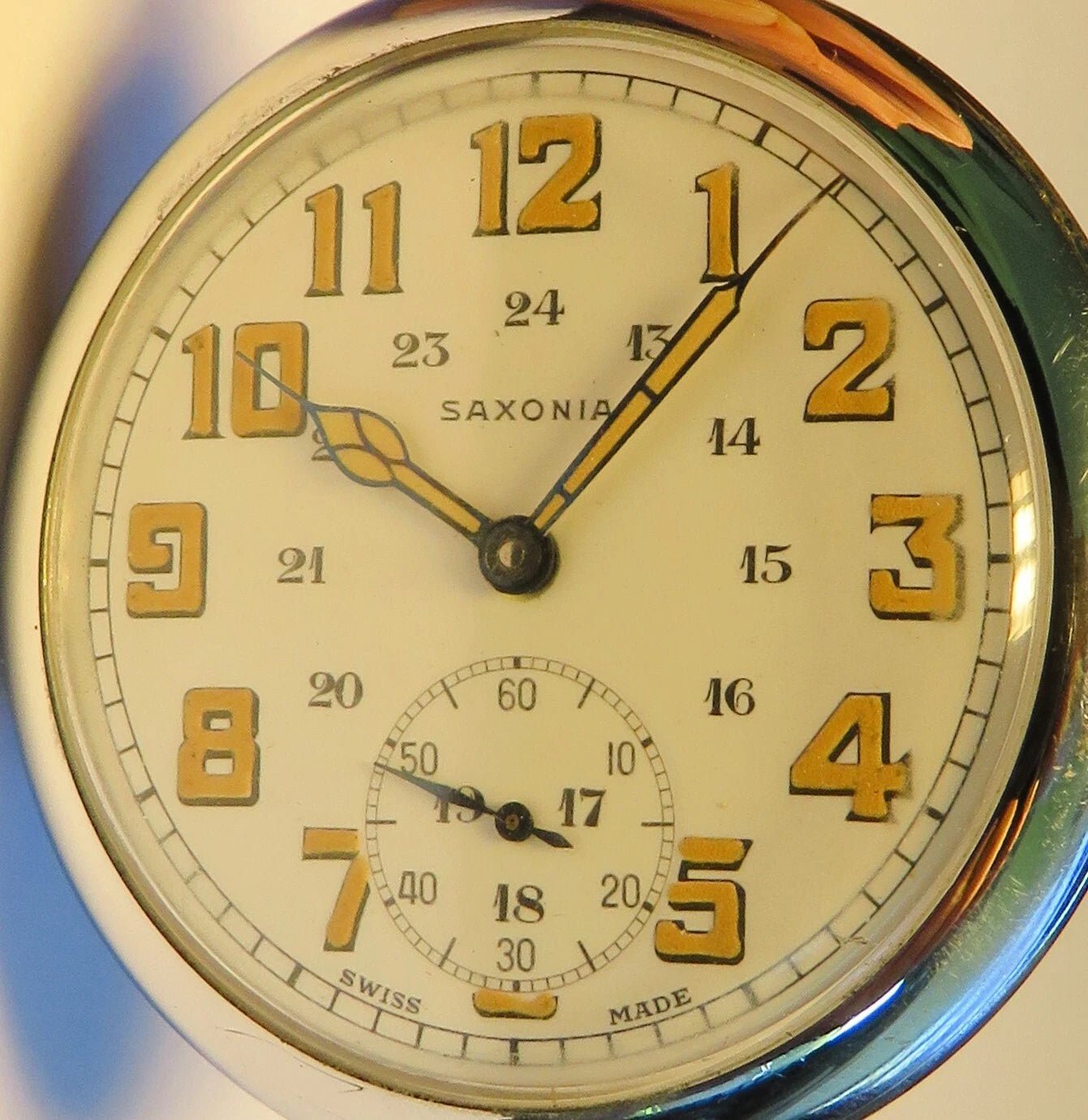 Saxonia Dresden Gruna Költzsch große Eisenbahneruhr ca. 1920 - Sammler - Uhren