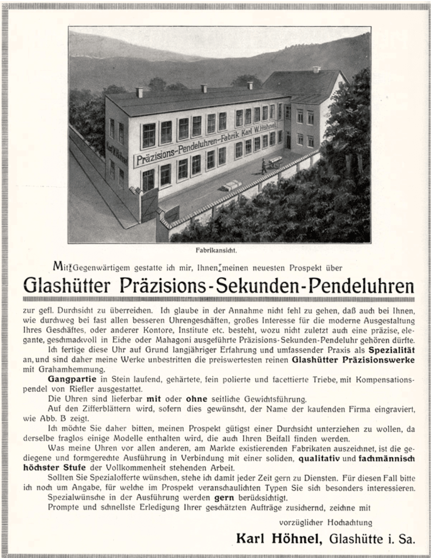 Seltenste Carl W. Höhnel Glashütte Taschenuhr Glashütter Bauart ca. 1930 - Sammler-Uhren