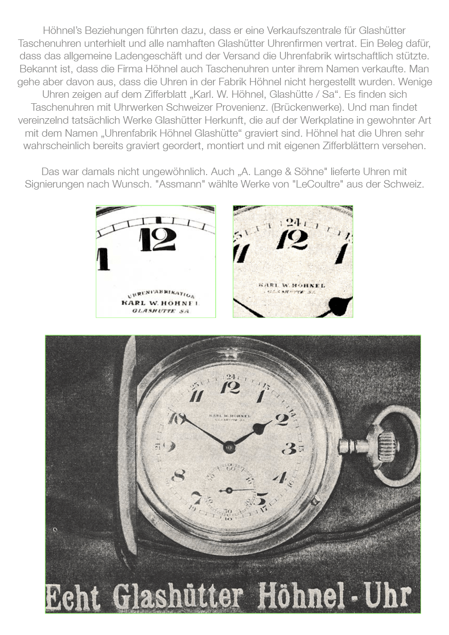 Seltenste Carl W. Höhnel Glashütte Taschenuhr Glashütter Bauart ca. 1930 - Sammler-Uhren