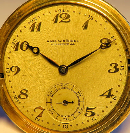 Seltenste Carl W. Höhnel Glashütte Taschenuhr Glashütter Bauart ca. 1930 - Sammler-Uhren