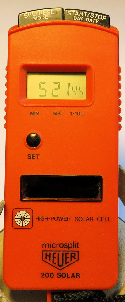 Seltenste Heuer Microsplit 200 Solar Vintage erste digitale Stoppuhr der Welt - Sammler-Uhren