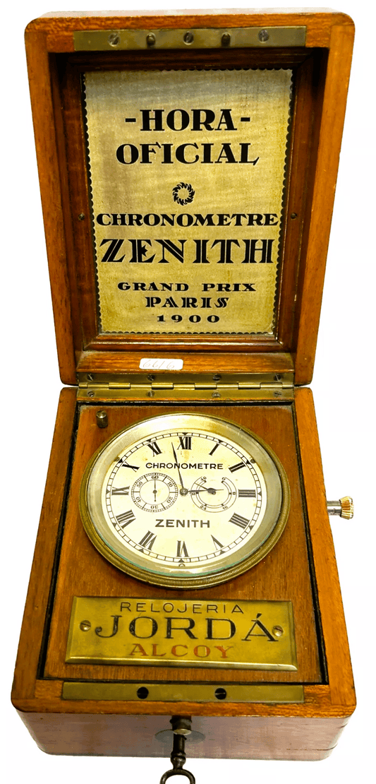 Seltenster Zenith Schiffschronometer Hora Oficial 1900 Gangreserve Holzbox - Sammler-Uhren