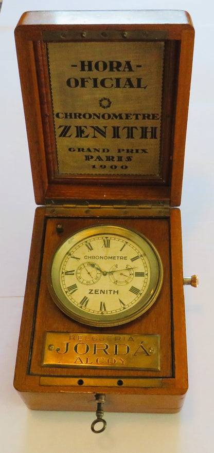 Seltenster Zenith Schiffschronometer Hora Oficial 1900 Gangreserve Holzbox - Sammler-Uhren