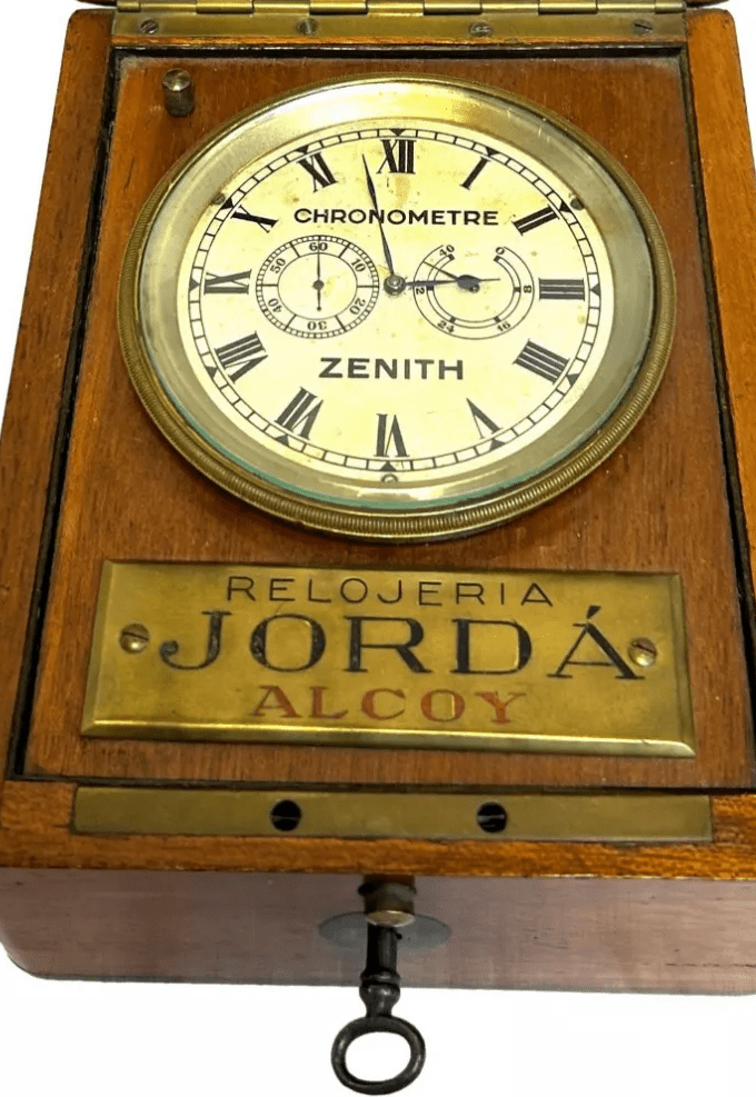 Seltenster Zenith Schiffschronometer Hora Oficial 1900 Gangreserve Holzbox - Sammler-Uhren